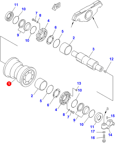 17M-30-00320 Каток опорный однобортный Komatsu D275